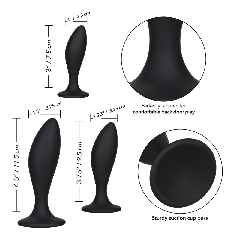 lot de 3 plugs en silicone curve kit noirs 2