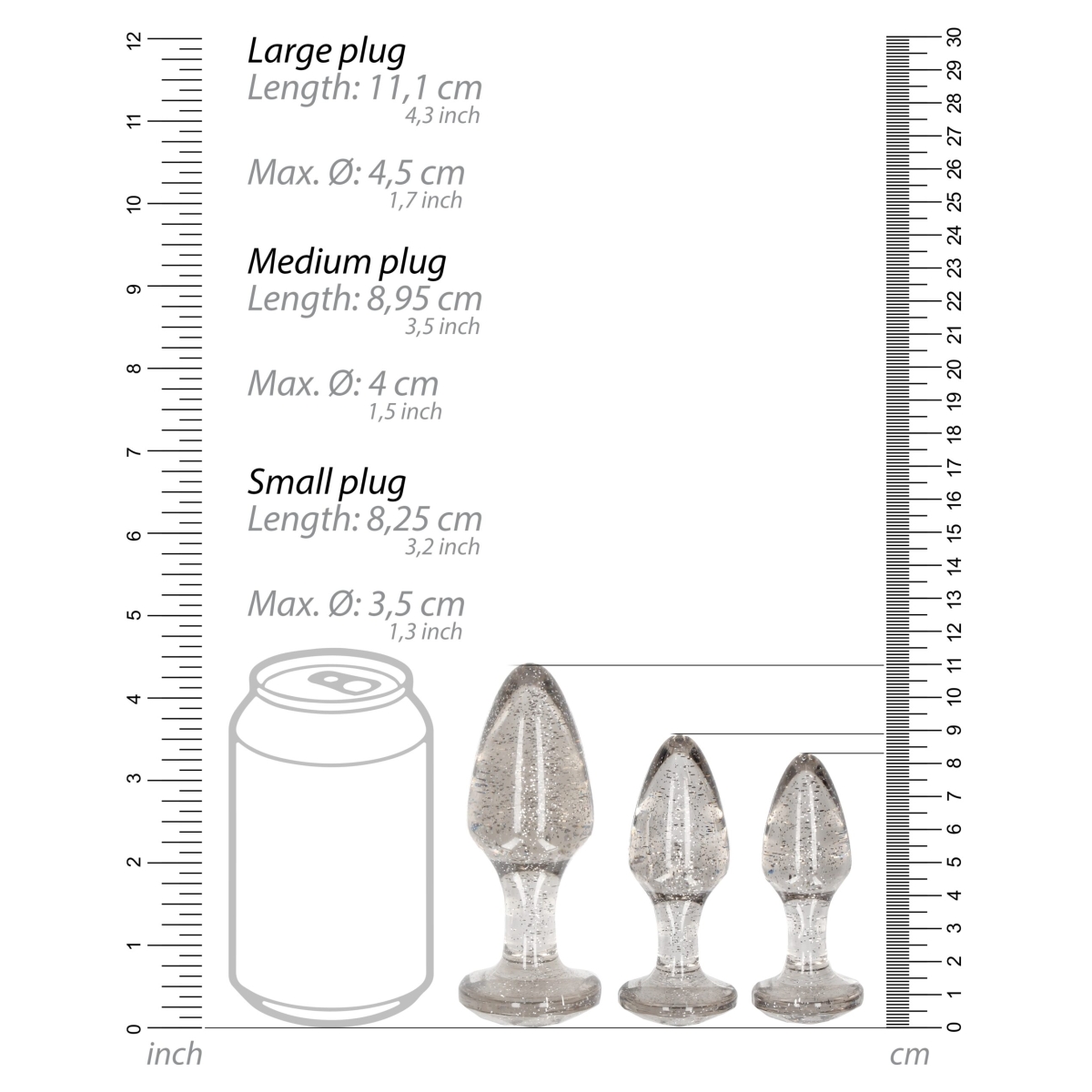 lot de 3 plugs glitter argentes 3 scaled