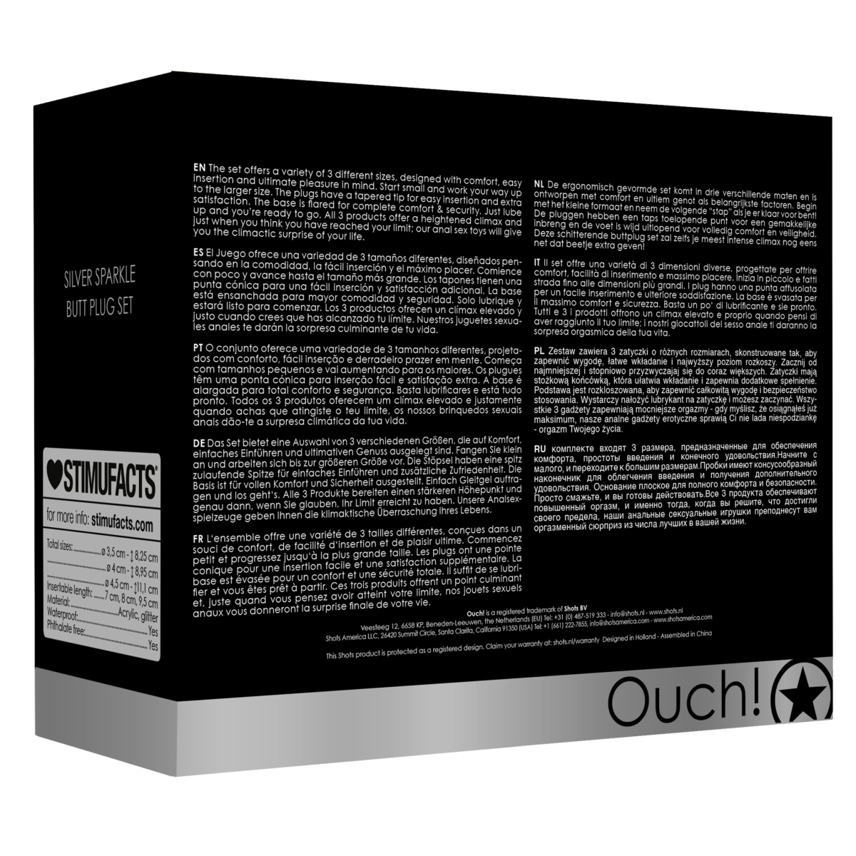 lot de 3 plugs glitter argentes 8 scaled