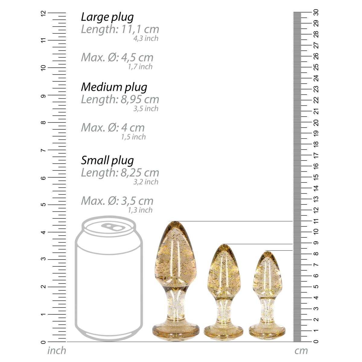 lot de 3 plugs glitter or 3 scaled