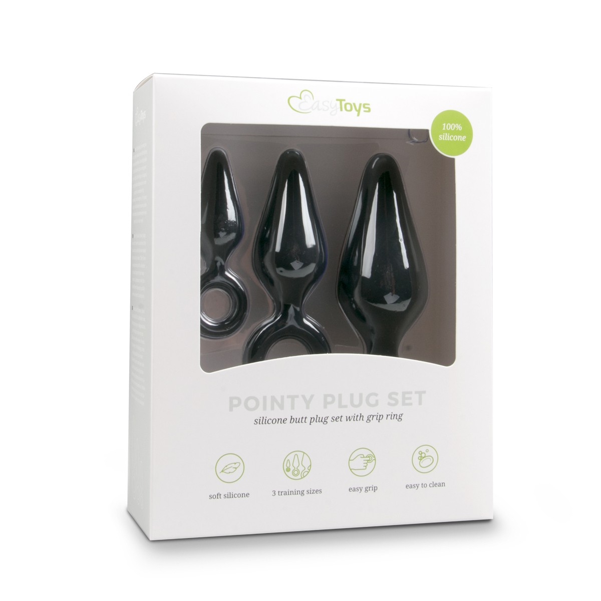 lot de 3 plugs pointy 10 x 45 cm noir 1