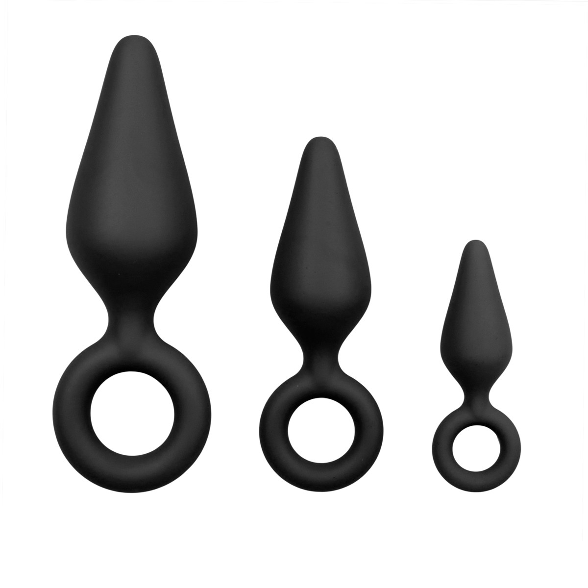lot de 3 plugs pointy 10 x 45 cm noir