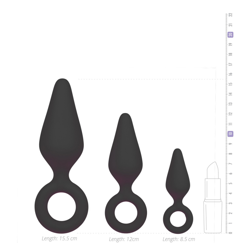 lot de 3 plugs pointy 10 x 45 cm noir 4