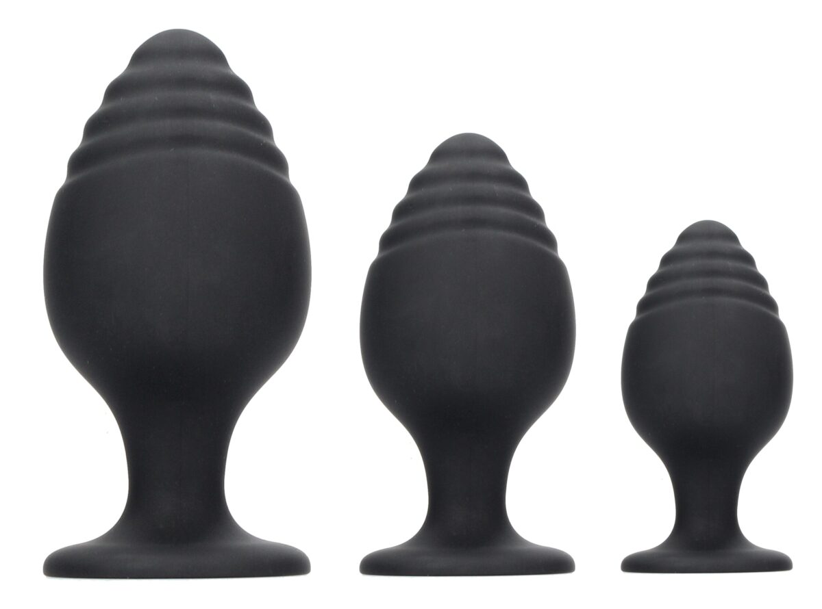 lot de 3 plugs rippled silicone scaled