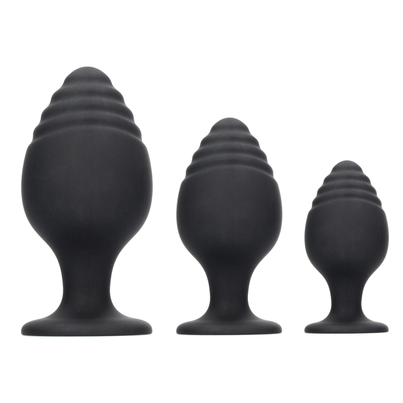 lot de 3 plugs rippled silicone scaled