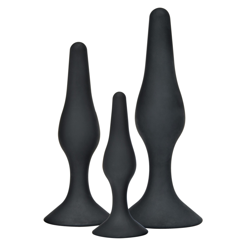 lot de 3 plugs silicone curvy noirs scaled