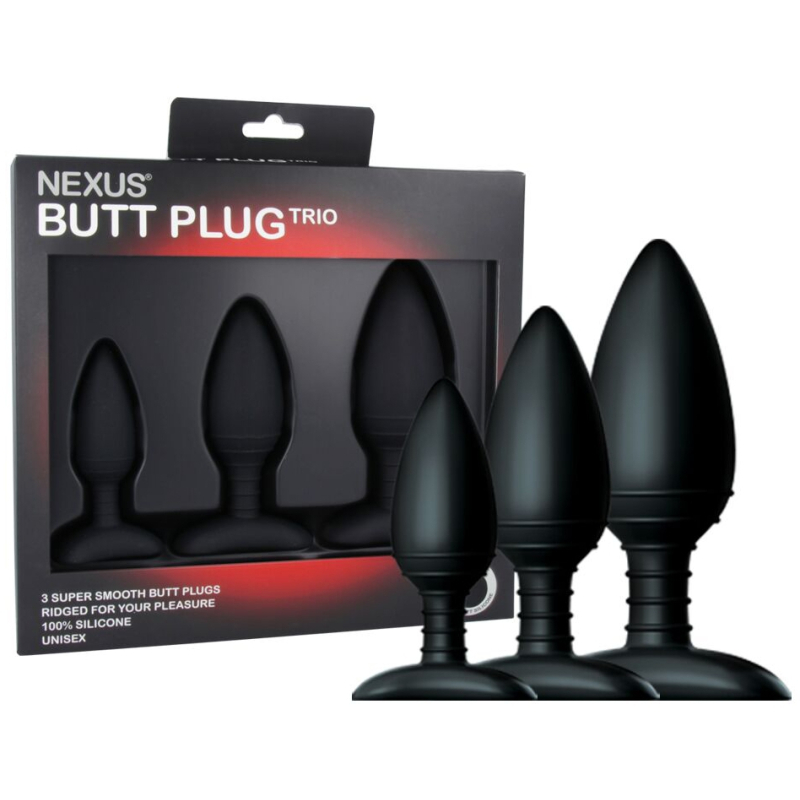 lot de 3 plugs silicone trio nexus noirs 2