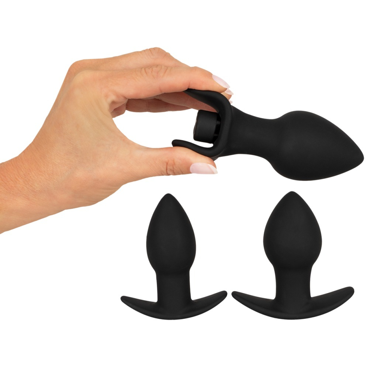 lot de 3 plugs vibrants silibutt noirs 5