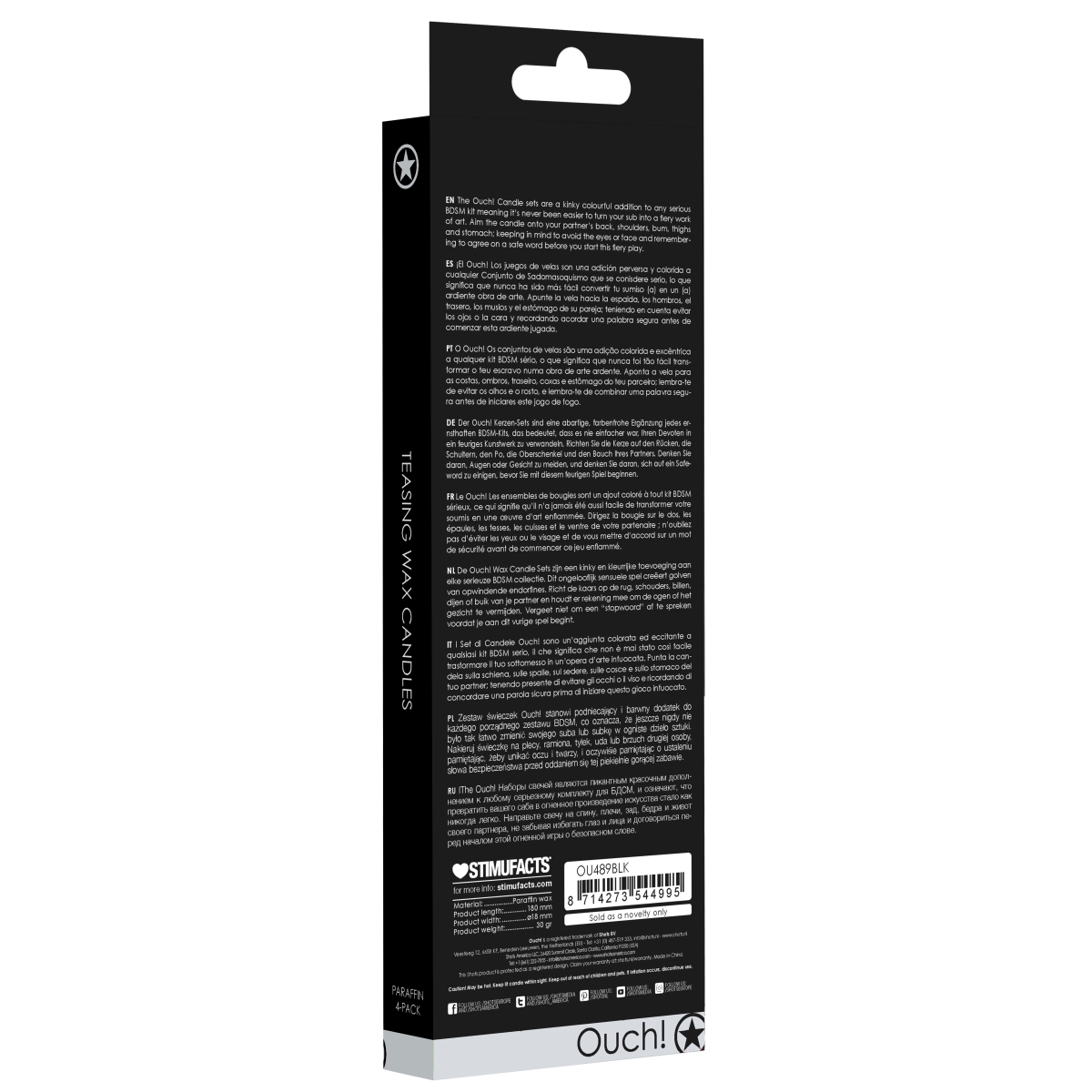 lot de 4 bougies sm teasing wax noire 4 scaled