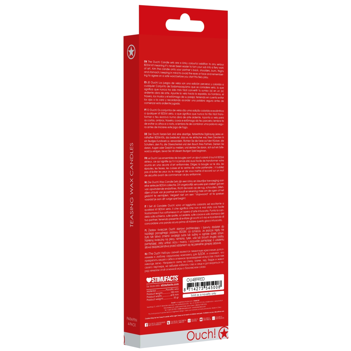 lot de 4 bougies teasing wax rouge 4 scaled