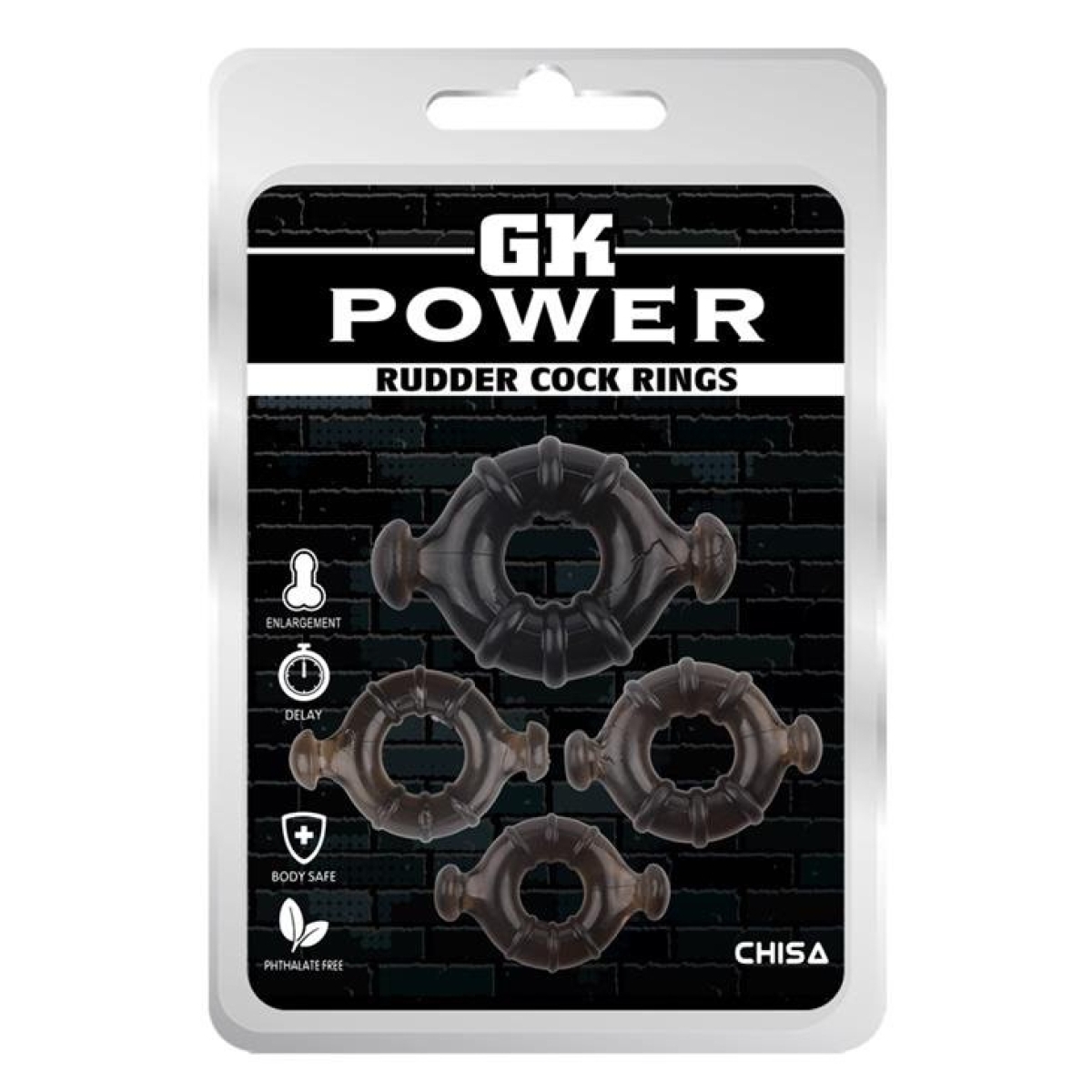 lot de 4 cockrings rudder noirs 15
