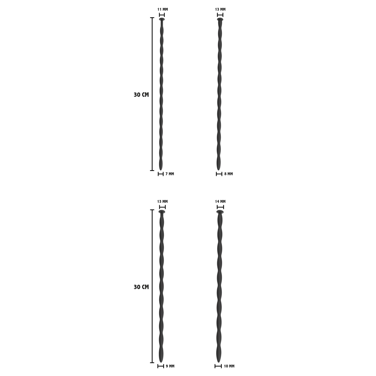 lot de 4 tiges d uretre advanced dilator 30 cm diametre 7 a 10mm 2