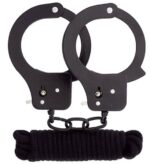 lot menottes metal et corde 3m noires 2