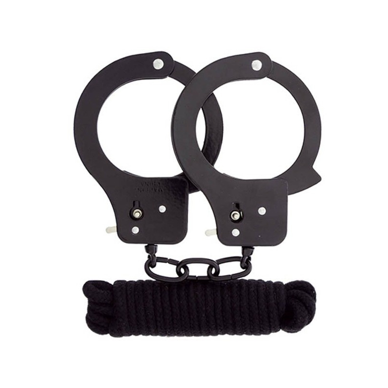 lot menottes metal et corde 3m noires