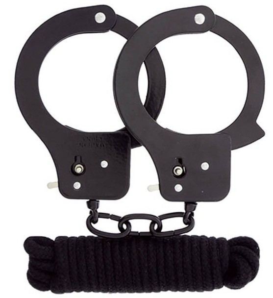 lot menottes metal et corde 3m noires