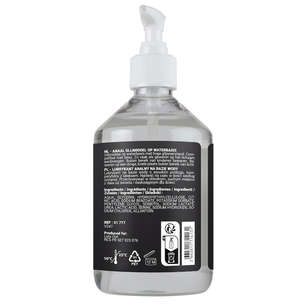 lubrifiant a base d eau sensualube anal 500ml 2