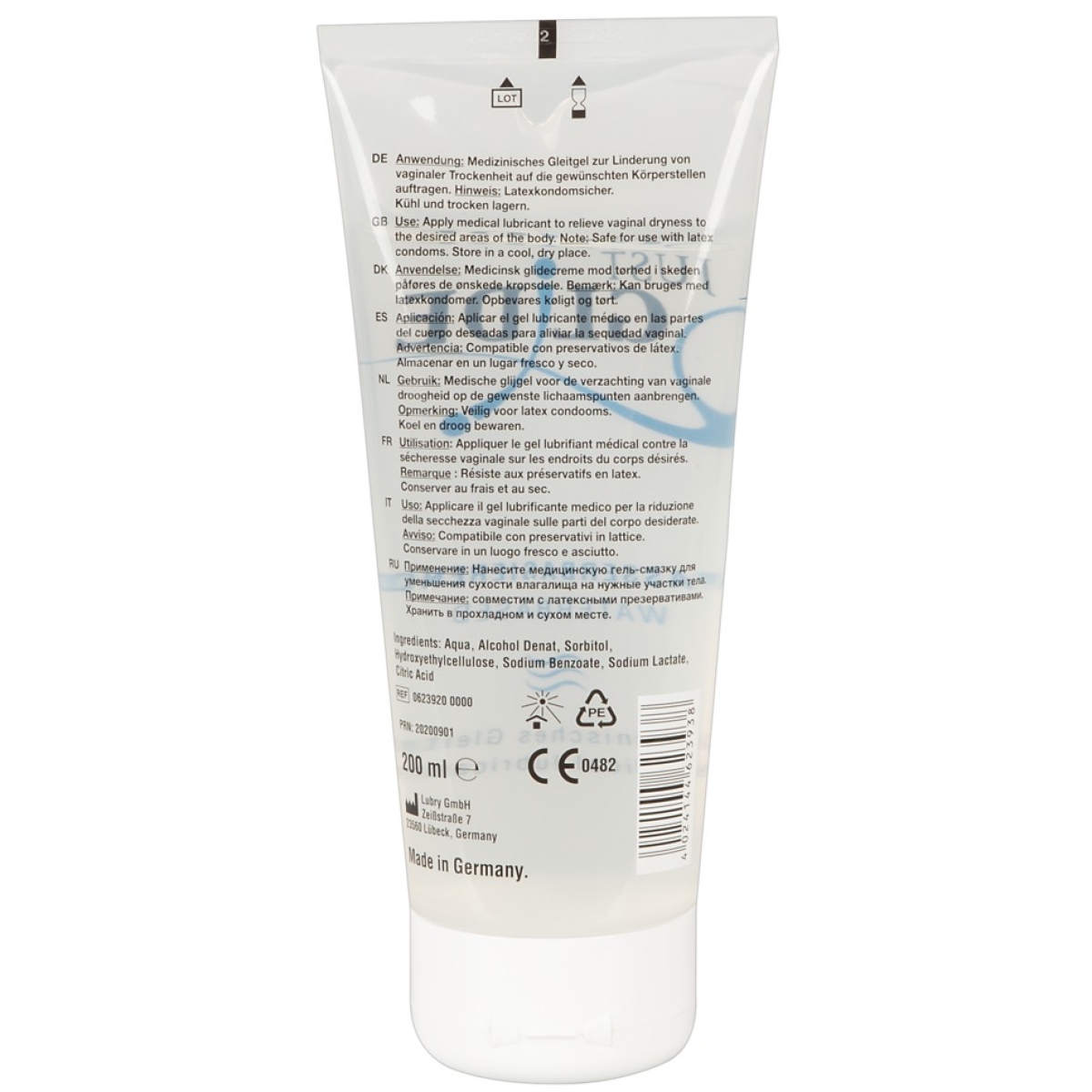 lubrifiant a base d eau water just glide 200ml 1