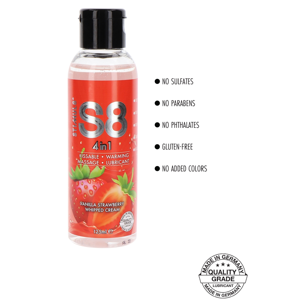 lubrifiant comestible fraise vanille 4in1 s8 125ml 2