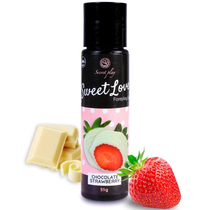 lubrifiant-comestible-sweet-love-fraise-chocolat-blanc-60ml lubrifiant comestible sweet love fraise chocolat blanc 60ml