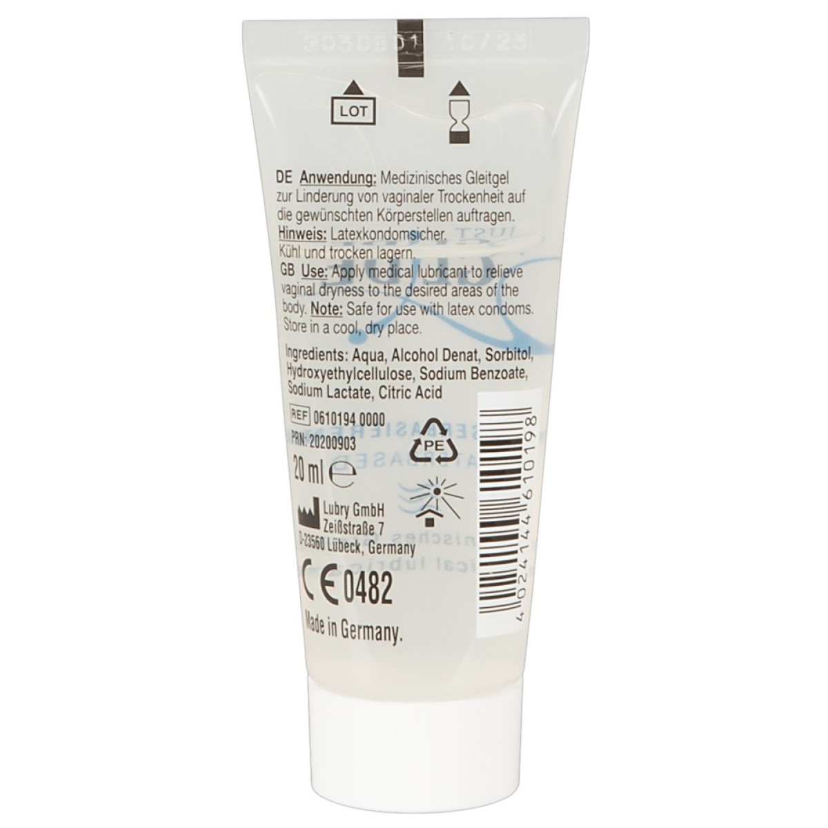 lubrifiant eau water just glide 20ml 1