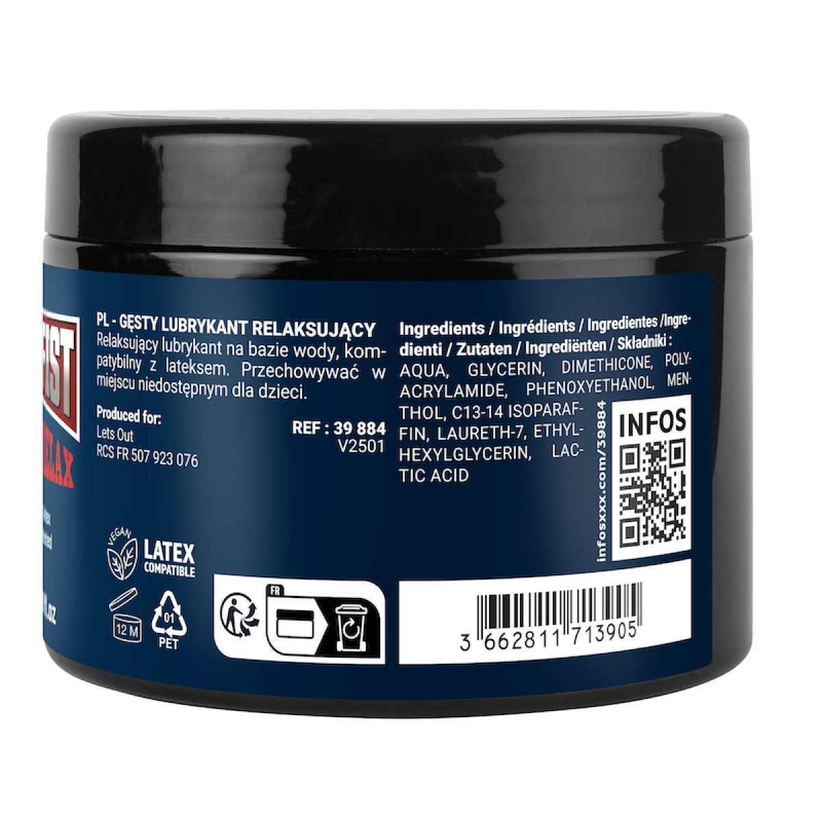 lubrifiant epais relaxant fuck fist ff hybrid relax 500ml 2