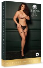 marie lace thong with garter adjustable sliders and golden details black osx 2