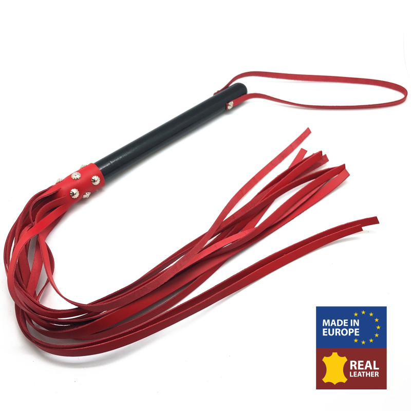 martinet brins en cuir noir 69cm manche en bois 11