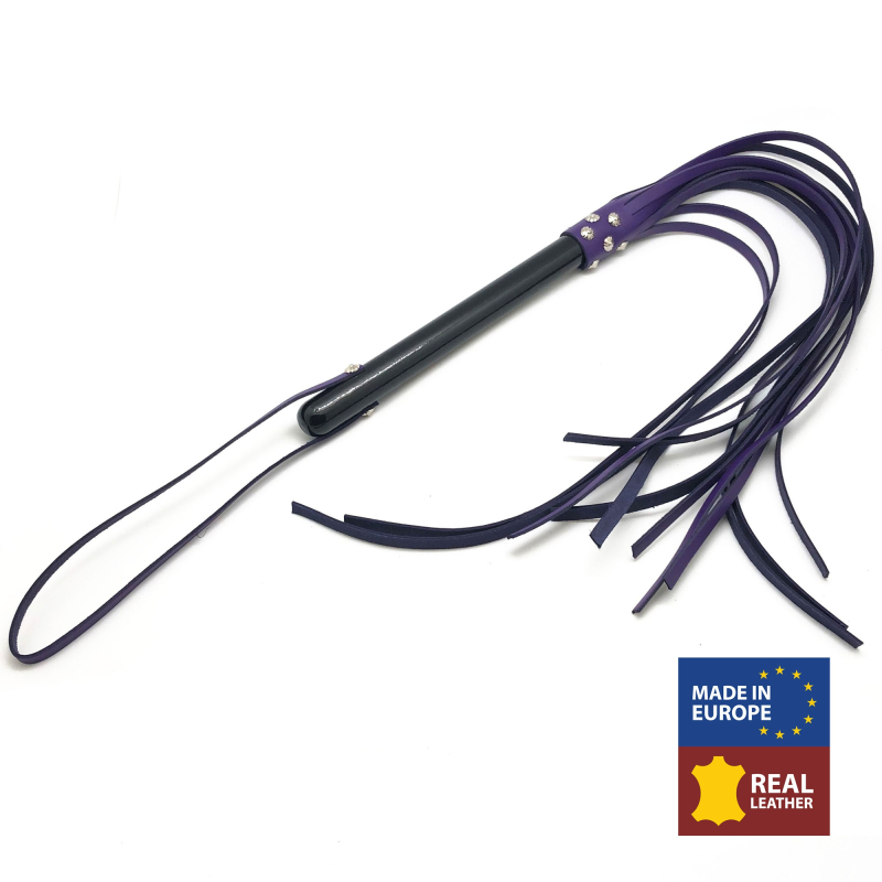 martinet brins en cuir noir 69cm manche en bois 5