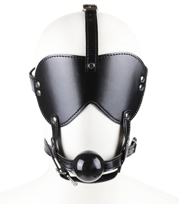 masque avec baillon boule gag bling noir