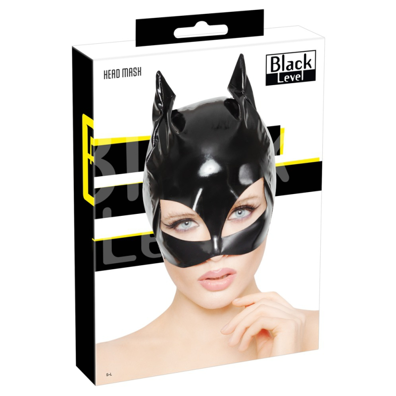 masque chat en vinyle cat mask noir 3