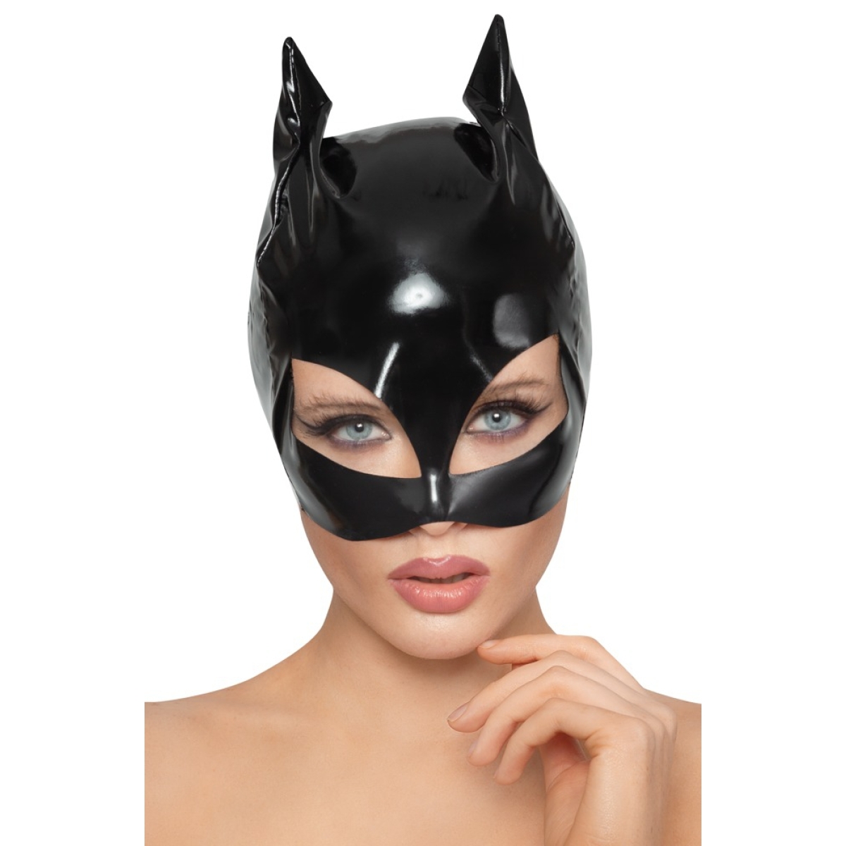 masque chat en vinyle cat mask noir 4