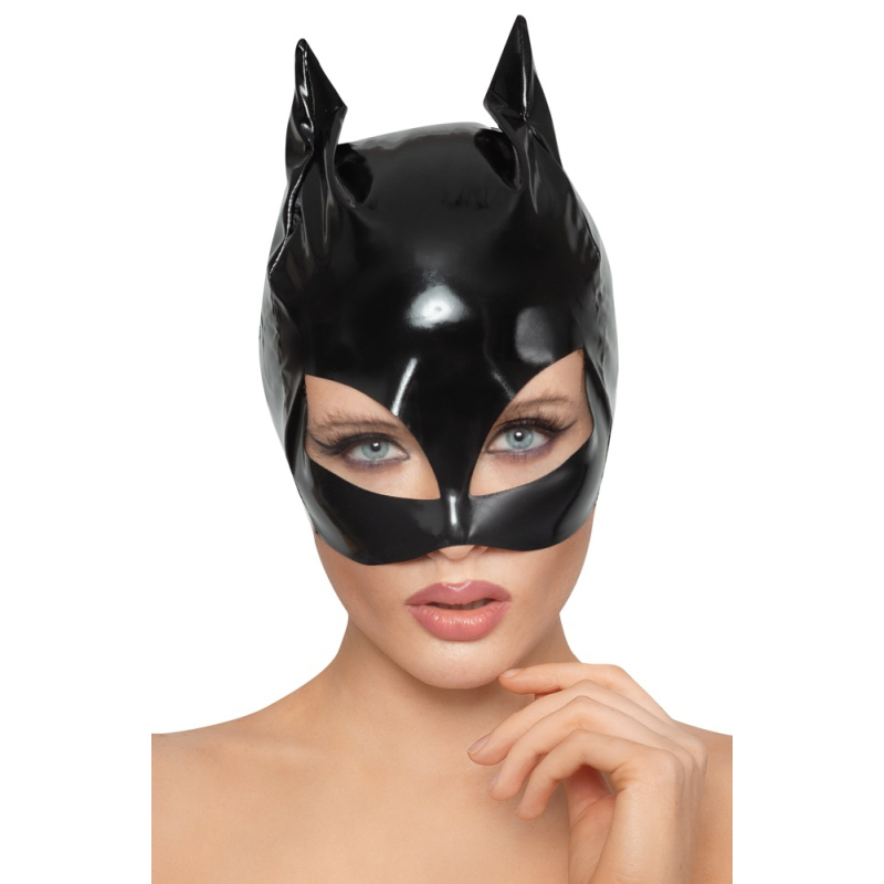 masque chat en vinyle cat mask noir