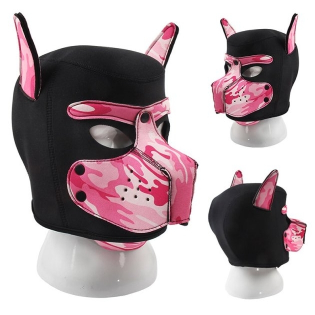 masque puppy neoprene dog on noir camouflage rose 1