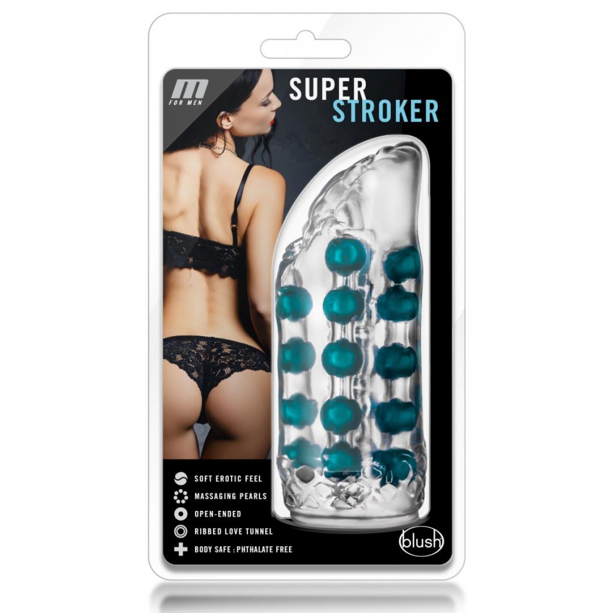masturbateur souple super stroker transparent bleu 1