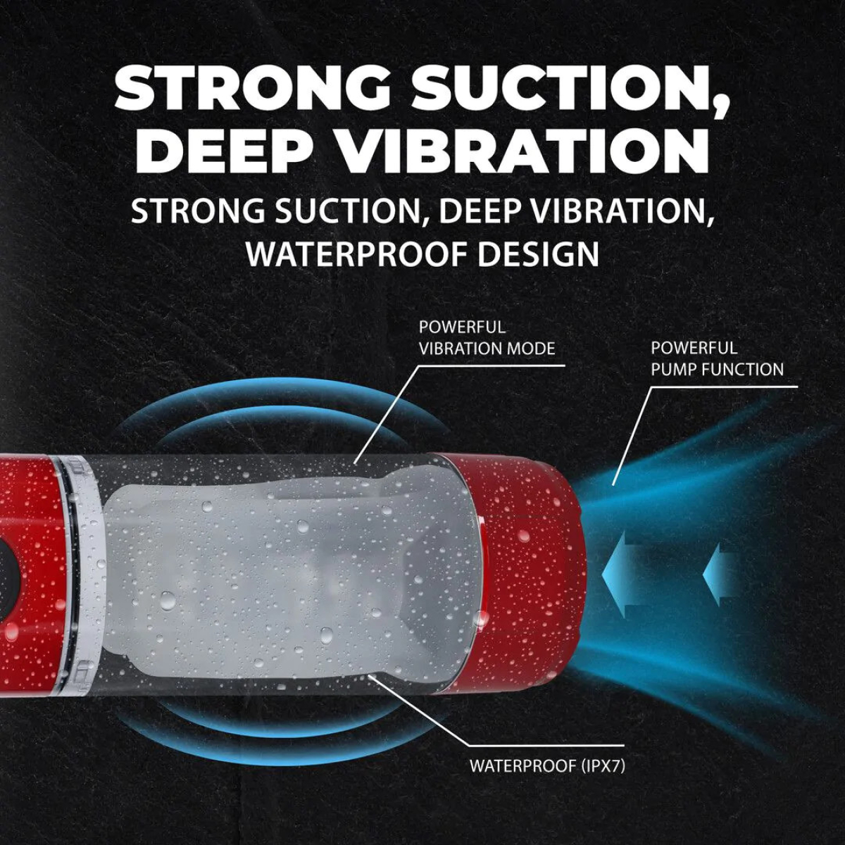 masturbateur technothrust vibrations et succion rouge 5