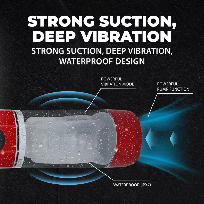 masturbateur technothrust vibrations et succion rouge 5