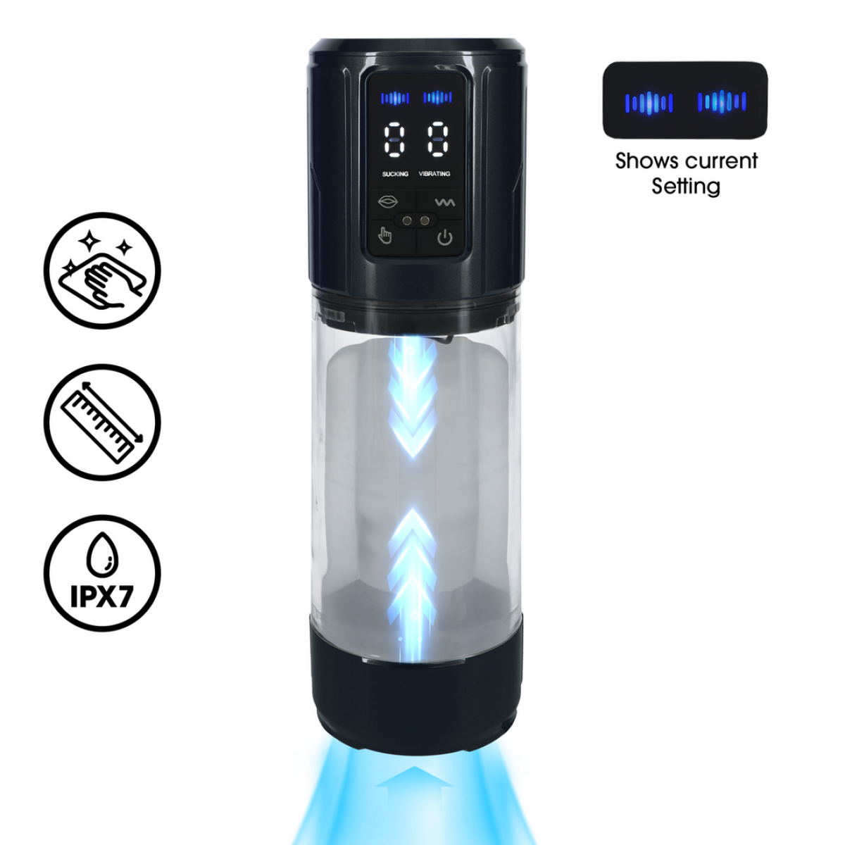 masturbateur ultralift vibrations et succion noir