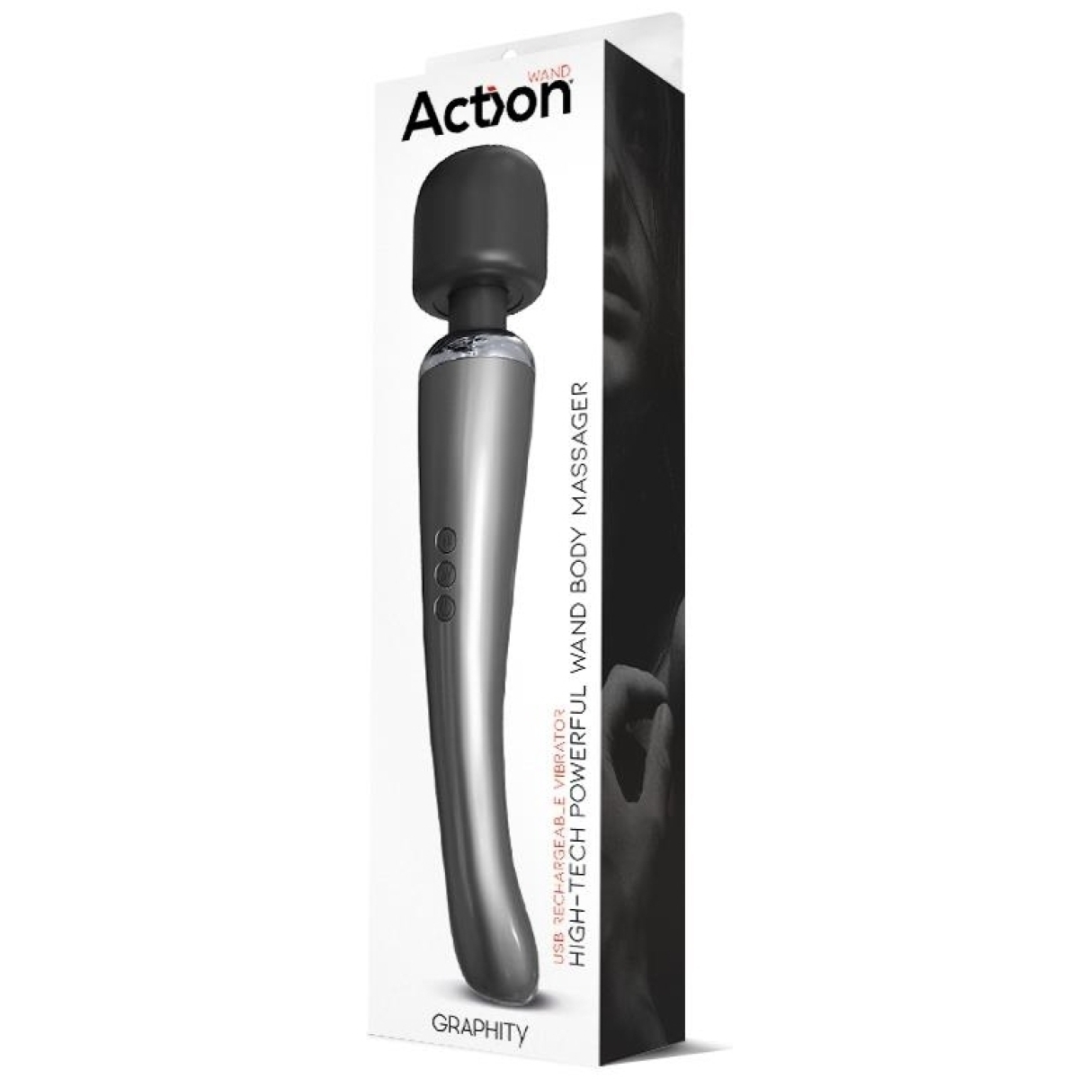 masturbateur wand graphity 30 cm tete de 55 mm gris 1