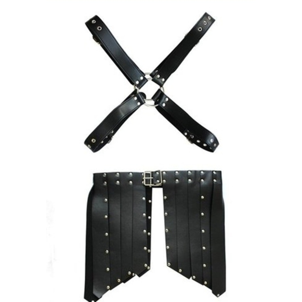 men s faux leather chest shorts bondage 10