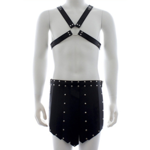 men s faux leather chest shorts bondage