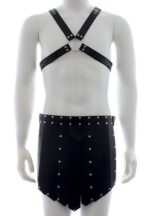men s faux leather chest shorts bondage 6