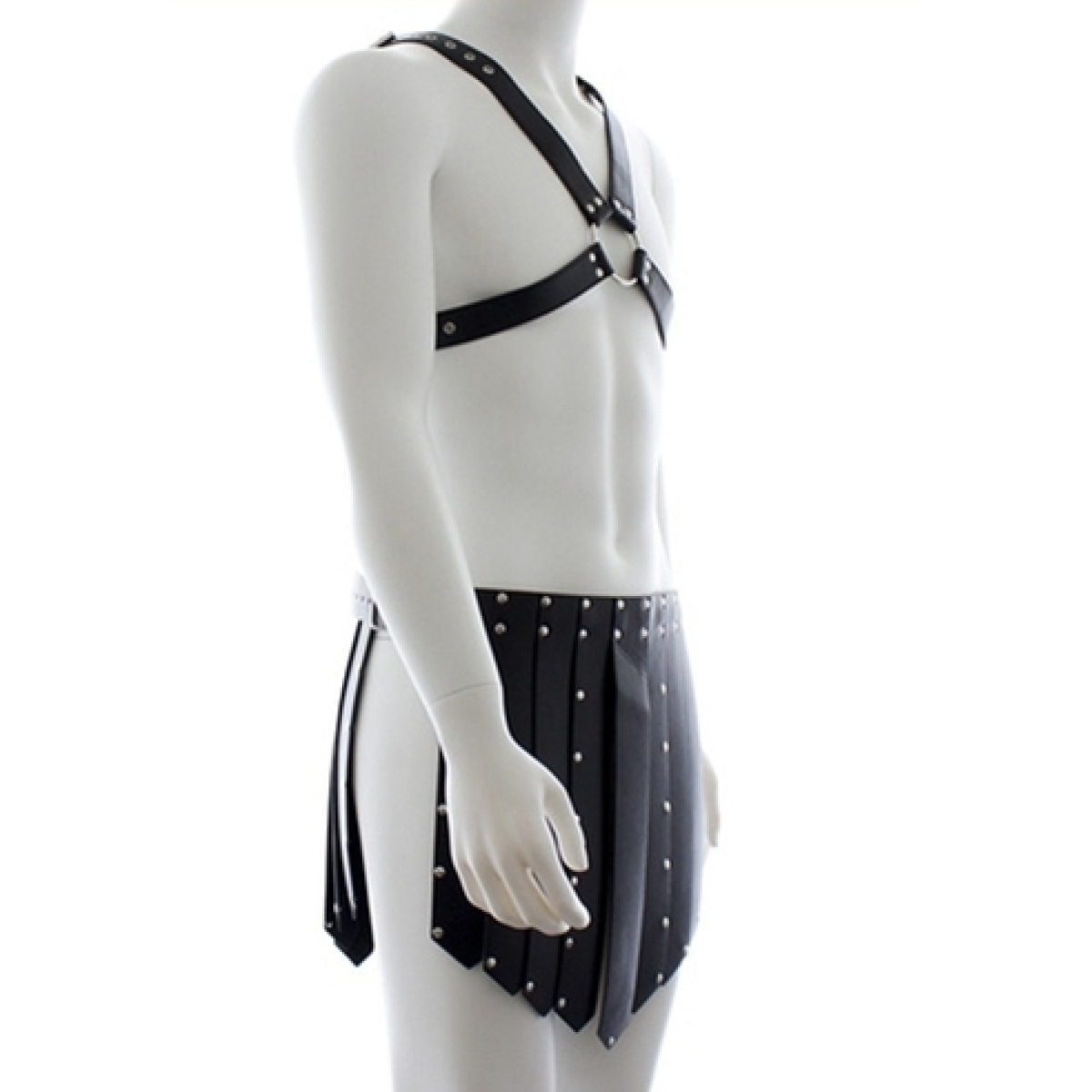 men s faux leather chest shorts bondage 7