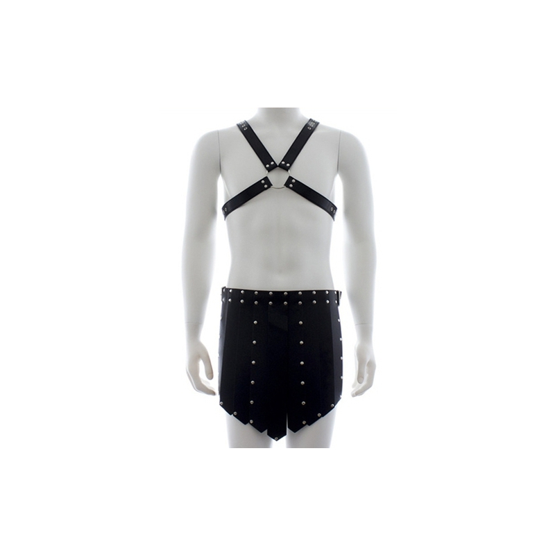 men s faux leather chest shorts bondage