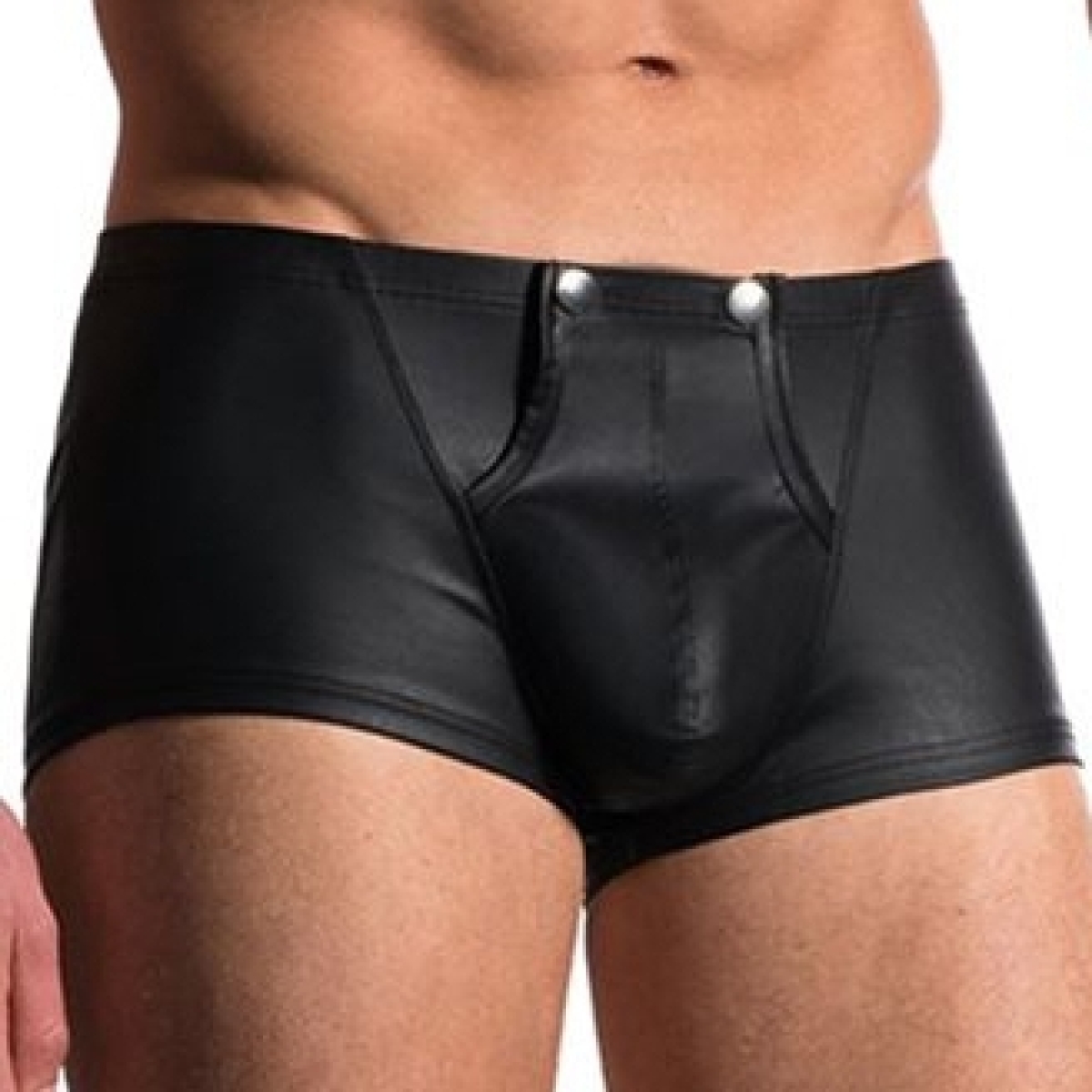 men s faux leather easy to open boxer brief