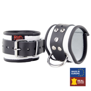 menotte en cuir blanc noir