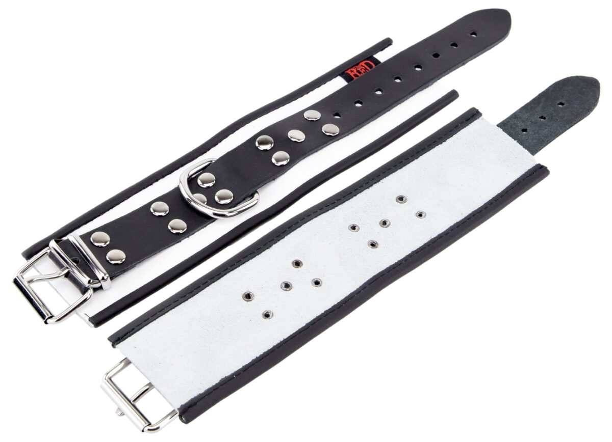 menotte en cuir blanc noir 6