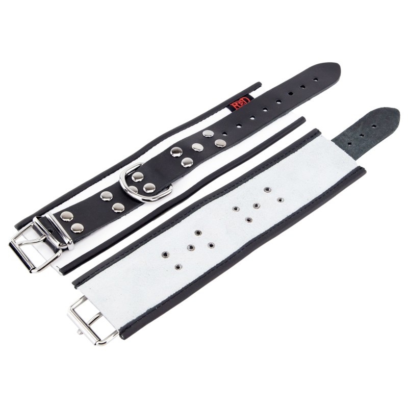 menotte en cuir blanc noir 6