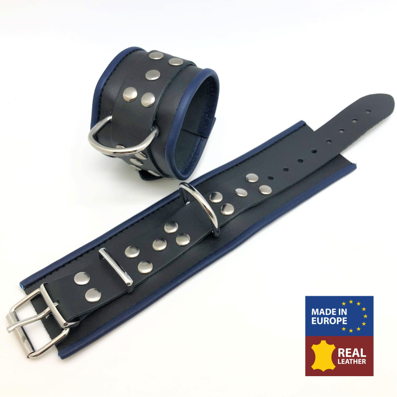 menotte en cuir noirrouge
