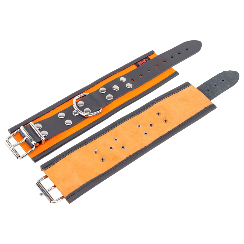 menotte en cuir orange noir 4