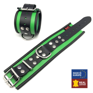 menotte en cuir vert noir